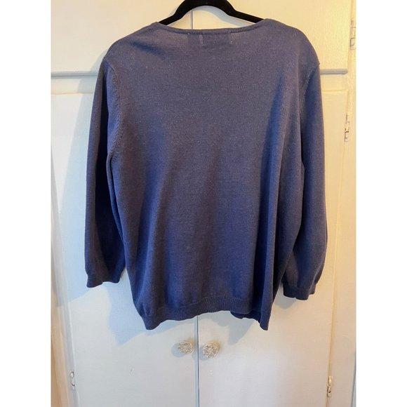 Alfred Dunner Blue Cardigan with Appliqué sequins embroidery, size XL - Picture 3 of 9